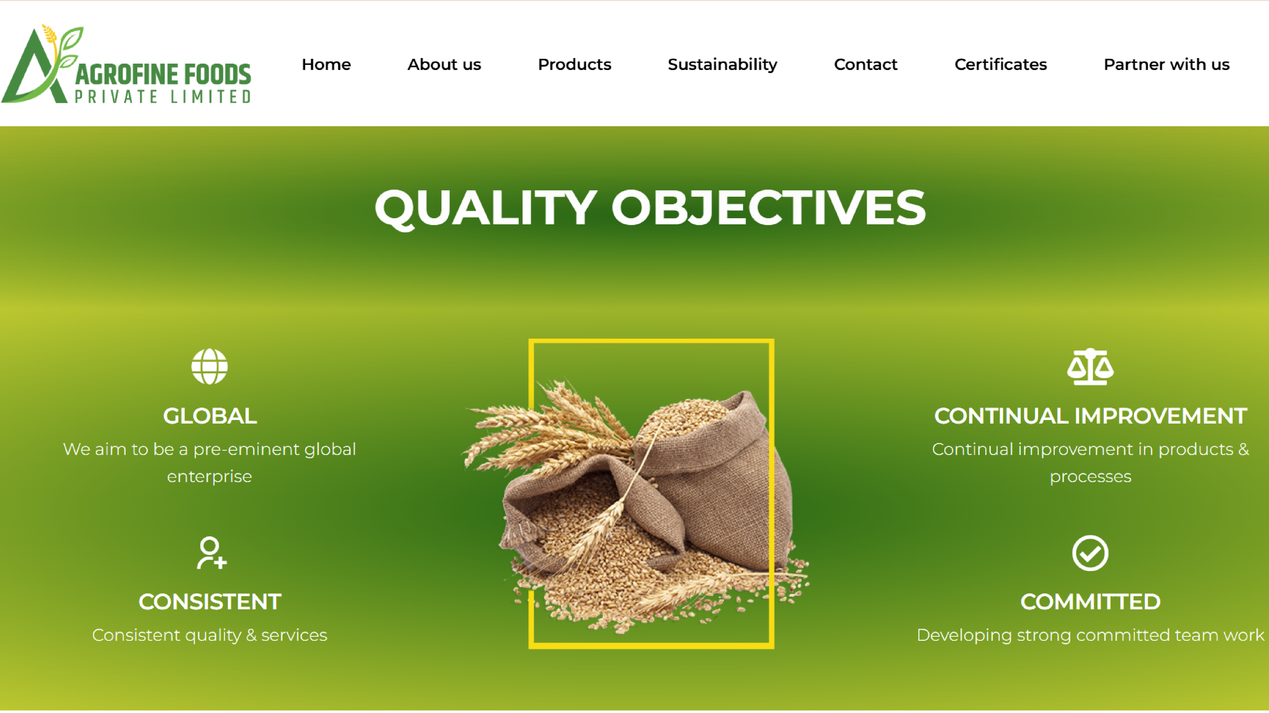 Agrofine Foods Website